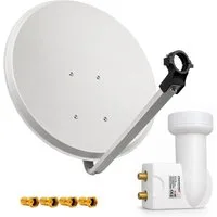 PremiumX SAT Anlage 80cm Antenne Aluminium Twin LNB weiß 4x F-Stecker SAT-Antenne