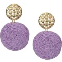 Ella Jonte Paar Ohrstecker, Bast Statement im Boho Ibiza-Look rund mit goldfarbenem Stecker