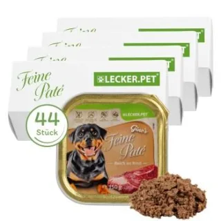 Lyra Pet Lecker.Pet Gino's Feine Paté Reich an Rind Hundefutter Nassfutter Vollnahrung 11x6,6 kg