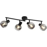 Qazqa LED Aufbaustrahler Vidro, ohne Leuchtmittel, Warmweiß, QAZQA Aufbau­spot, e14, Schwarz, Glas, Art Deco