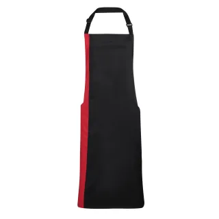 Premier Unisex-Kontrast-Latzschürze (2er-Pack) (Schwarz/Rot)