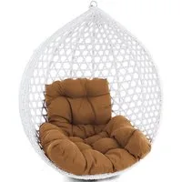 RAMROXX Hängestuhl Kissen für Hängesessel Korb inkl. Rückenteil 2-teiliges Set Fun Braun
