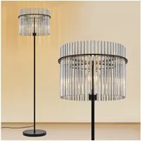 Nettlife Stehlampe Schwarz Modern Glas & Fußtaster E27 Standleuchte als Leselampe, ohne Leuchtmittel, für Wohnzimmer, Schlafzimmer, Büro, Kinderzimmer