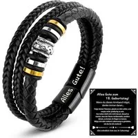 Shoppawhile Lederarmband Armband 18. Geburtstag Junge Leder Herren Geschenk Set Box