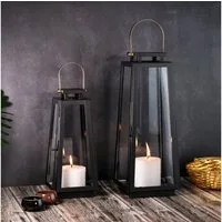 Marrakesch Orient & Mediterran Interior Kerzenlaterne 2er Set Skandinavisches Gartenwindlicht Eirik modern aus Metall 40 cm (2 St), 2er Set