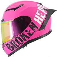 Broken Head Motorradhelm Street Division Pink (Mit pink verspiegelte Visier), Mit Sonnenblende