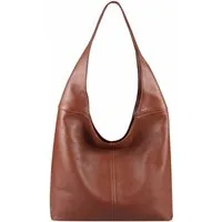 ITALYSHOP24 Shopper Made in Italy Damen echtes Leder Tasche Schultertasche Umhängetasche, Hobo Bag große Hauptfach Alltagstasche mit viel Stauraum leicht bequem