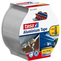 tesa Klebeband Aluklebeband Aluminium Tape - extra starkes Alu-Tape - 10 m : 50 mm (Packung, 1-St) ideal zum Reparieren & Abdichten - hitzebeständig - silber matt