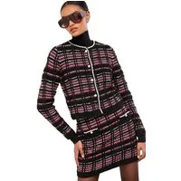 LIPSY Strickjacke Lipsy karierte Bouclé-Strickjacke mit Besatz (1-tlg)