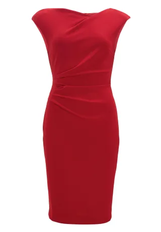 SWING - Etui Kleid aus Crepe Jersey mit Drapierung chili red - Gr. - 38