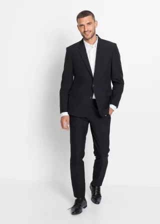 bonprix Anzug Slim Fit (2-tlg.Set), schwarz, Gr.62, Modischer 2teiliger Anzug bestehend aus Sakko und Hose