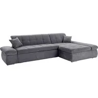 DOMO collection Ecksofa MORIC Massiv! - Belastbar bis 140 kgxSitz, 300x172 cm, XXL-Format, L-Form, Chenilleoptik, grau