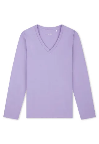 SCHIESSER - Shirt langarm V-Ausschnitt zartlila - Gr. - 38