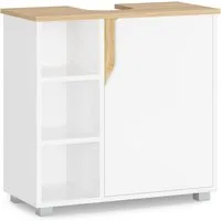 MSMASK Waschbeckenunterschrank Badezimmerschrank mit 3 offene Fächer & Höhenverstellbare Ablagen (1-St) 60 x 30 x 60 cm, Weiß