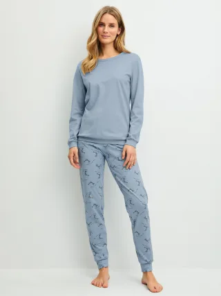 CALIDA - DAMEN Pyjama mit Bündchen dusty grey - Gr. - L