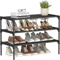SONGMICS Schuhregal Vliesstoff-Ablage, 29,7 x 62,3 x 53,5/70,5 cm Metallrahmen, Vliesstoff-Ablage, Schuhaufbewahrung, Schuhregal 3/4 Ebenen