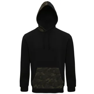 Asquith & Fox Mens Camo Trimmed Hoodie (Schwarz/Grün Camo)