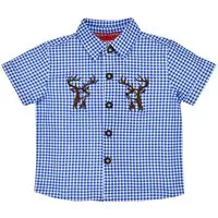 BONDI T-Shirt Hemd 'Hirsch' 91720, Blau Weiß kariert