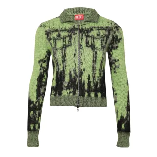 Diesel - Pullover Top für Herren/Damen Unisex, Durchgehender Reißverschluss (Leuchtend Limone)