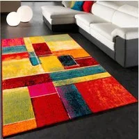 Paco Home Teppich Canvas 783, rechteckig, Höhe: 16 mm, Kurzflor, modernes Patchwork Design