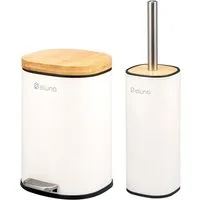 eluno Badaccessoire-Set Badezimmerset aus Metall und Bambus, 2 tlg.