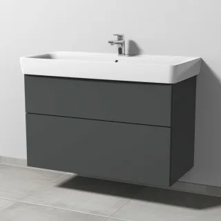 Sanipa 3way Waschtischunterbau zu Geberit Renova Plan Waschtisch mit 2 Auszügen, Anthrazit-Matt SM88122