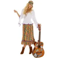 dressforfun Hippie-Kostüm Frauenkostüm Lady Love & Peace, Schönes Oberteil mit lila Borte verziert