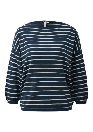qs - Strickpullover weiß/blau - Gr. - M