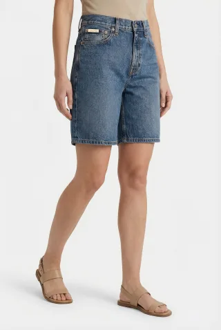 Calvin Klein Jeans Shorts "HI RISE A-LINE SHORT BLUE CAROLI"