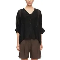 comma Schlupfbluse Transparente Sommerbluse mit V-Ausschnitt