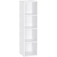 Mondeer Bücherregal Würfelregal, Standregal, Wandregal, Bücherschrank aus Holz mit 4 Fächer, Weiß