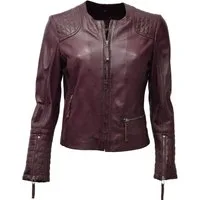 Zimmert Leather Lederjacke Luisa kragenlos,Blazer, Grün, Bordo Rot, Schwarz