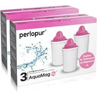 PerloPur Kalk- und Wasserfilter Classic Magnesium Filterkartuschen AquaMag Pack 6, Zubehör für Brita Classic u. PearlCo Classic