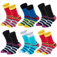 TippTexx 24 Socken 6 Paar bunte Kindersocken, sanfte Baumwolle, für Mädchen & Jungen (6 Paar) handgekettelte, weiche Naht