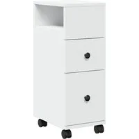 vidaXL Midischrank Badschrank Schmal mit Rollen Weiß Holzwerkstoff (1-St)