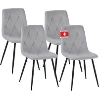 Albatros International Esszimmerstuhl Esszimmer Stühle 4 er Set DORA, Stuhl Stühle Esszimmerstühle, Küche (4er Set, Grau, Samt Bezug), Küchenstuhl Küchenstühle Essstühle für den Esstisch Ess Stühle