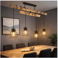 GLOBO LIGHTING LED Pendelleuchte, Leuchtmittel inklusive, Warmweiß, LED Hängeleuchte Pendelleuchte Holzlampe Balken Höhenverstellbar
