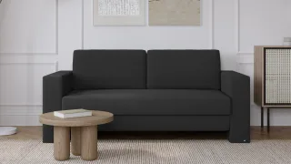 BRUNO Schlafsofa 140cm in Anthrazit | Kubus | stabiles Massivholz & Boxspringkomfort