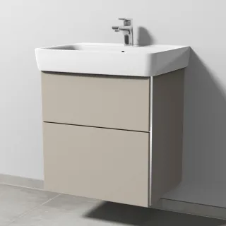 Sanipa 3way Waschtischunterbau zu Geberit Renova Plan Waschtisch mit 2 Auszügen, Kaschmir-Matt BP8751U
