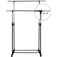 JEOBEST Kleiderständer Kleiderstange Wäscheständer Kleiderwagen Höhenverstellbar 108 - 170cm, Doppel Garderobenständer mit Rollen, Schuhablage
