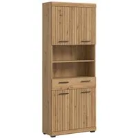 welltime Hochschrank SIENA, Breite 74cm, 4 Türen, 1 Schubkasten, 2 offene Fächer, MDF-Front (TOPSELLER) in verschiedenen Farben erhältlich, Badmöbel, Badschrank, Schrank, Bad