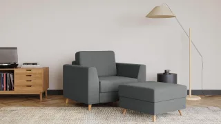 BRUNO Schlafsessel 70cm in Dunkelgrau | praktische Größe | stabiles Massivholz & Boxspringkomfort