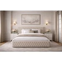 MOEBLO Polsterbett Chesterfield 11 (Doppelbett mit Bettkasten und Lattenrost, elegantes Stauraumbett mit gepolstertem Chesterfield-Kopfteil, samtweicher Manila/Trinity Velours, komfortables Doppelbett mit viel Stauraum, mit Bettkasten und Lattenrost)