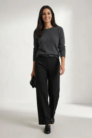 Gürtelte auffällige Beinsaum-Plissee-Hosen