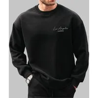 RMK Rundhalspullover Herren Pullover Langarmshirt Sweatshirt Pulli Loose Fit Oversize Los Angeles LA