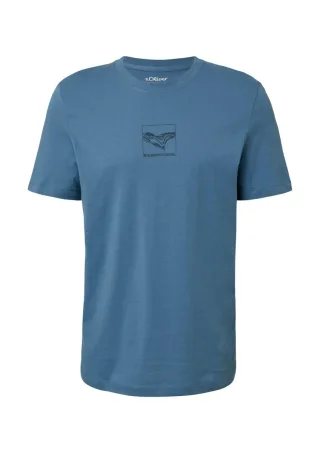 s.Oliver Red Label - Baumwoll-T-Shirt mit Crew Neck und Front-Print blau - Gr. - XL