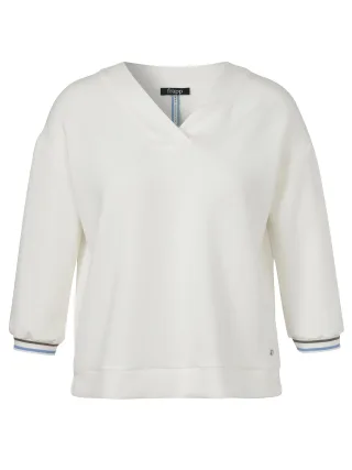 Frapp - Sweatshirt V-Ausschnitt 3/4 Arm offwhite multicolor - Gr. - 50