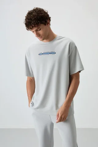 Übergröße Bedrucktes Rundhals-T-Shirt