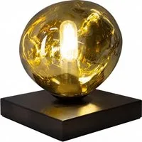 Licht-Erlebnisse Tischleuchte CLONLINA, ohne Leuchtmittel, Glas Gelb verspiegelt E14 17,5 cm Lava-Glas Nachttisch Schlafzimmer