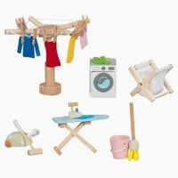 goki Puppenhausmöbel Accessoires Waschküche (packung, 29tlg., spar set), Puppenstubenwelt mit Details erweitern